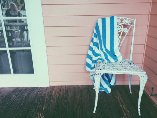 a chair with a flag on it