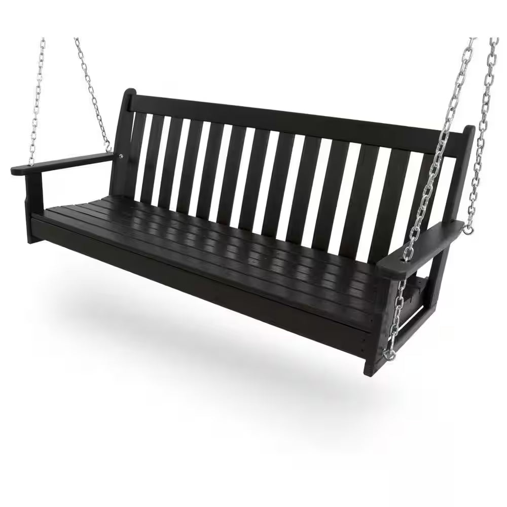 Vineyard 60 In. Black Plastic Outdoor Porch Swing