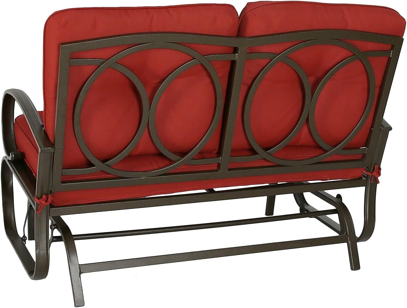 Swing Glider Bench Outdoor Cushioed 2 Person Rocking Chair Garden Loveseat, Brick Red
