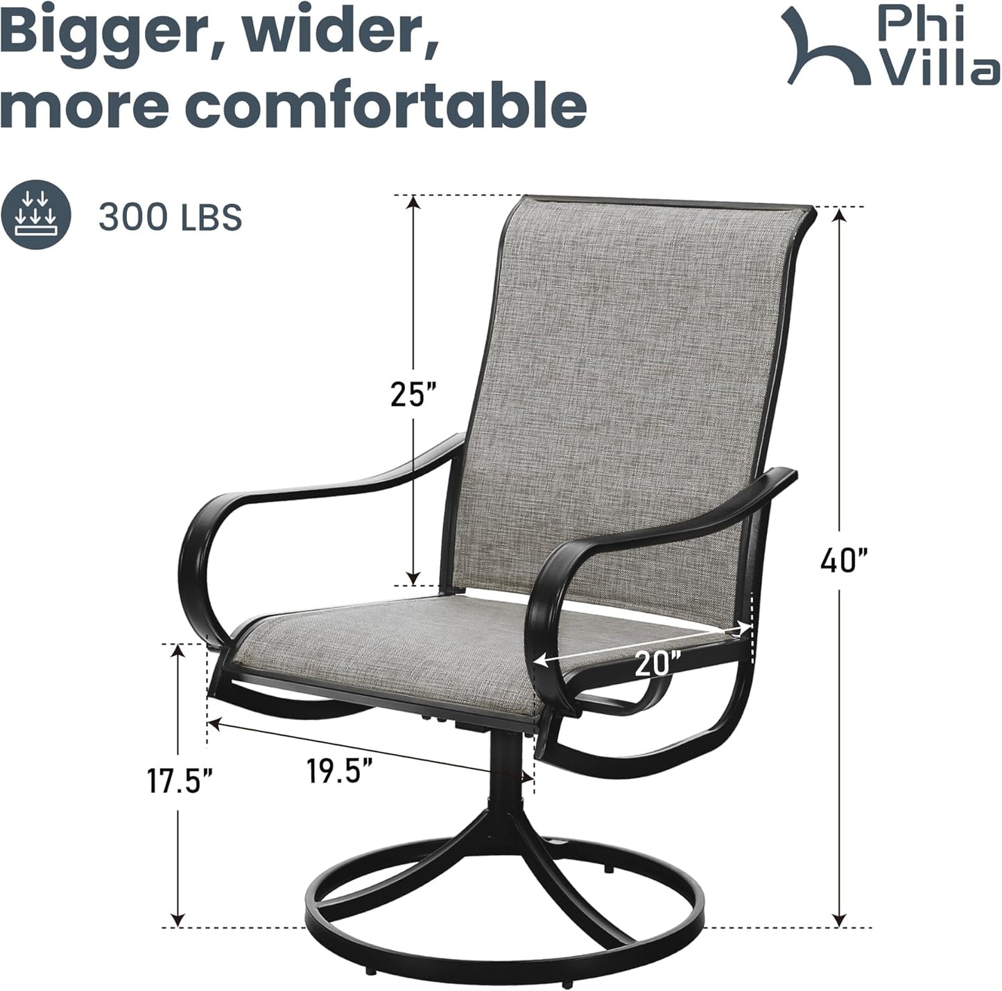 Patio Swivel Dining Chairs Set of 4 Outdoor Metal Chair with Textilene Mesh Fabric, Patio Gentle Rocker Chair, Black Frame for Patio Deck Garden