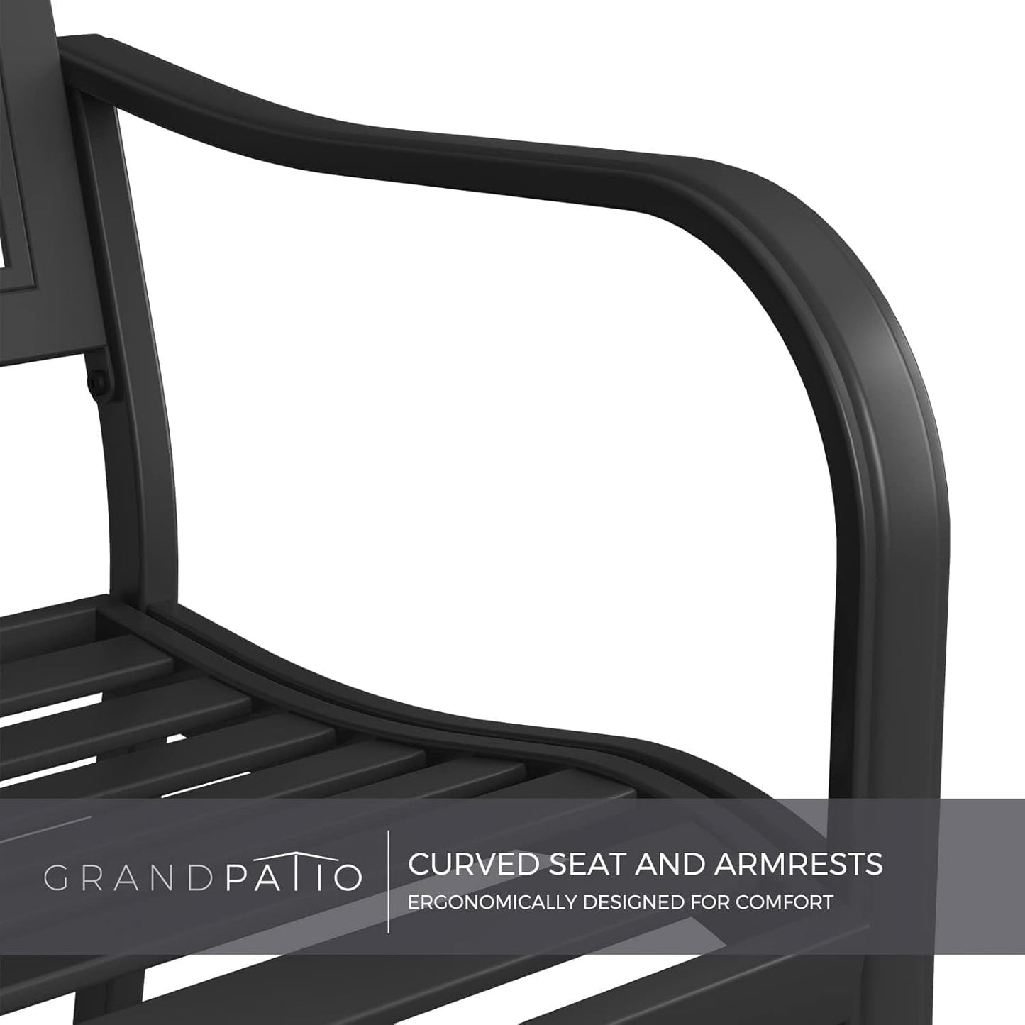 Outdoor Bench, Garden Benches with Anti-Rust Metal Powder Coated Frame, Patio Bench for Front Porch Park outside Furniture Decor, Black