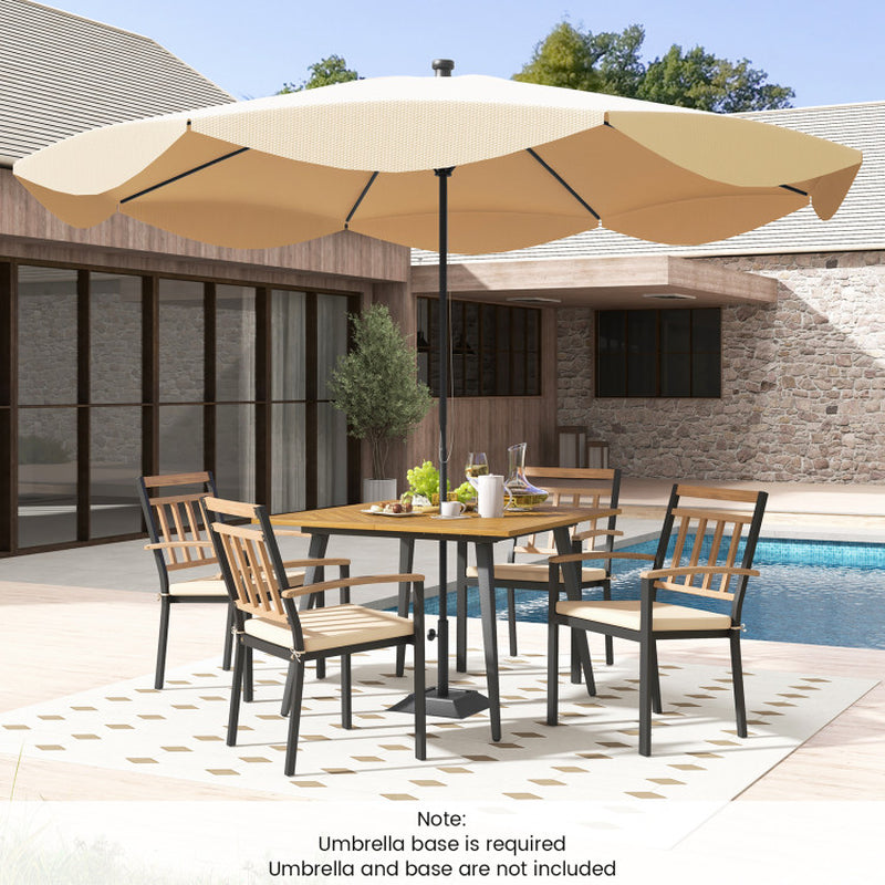 5 Pieces Patio Dining Set with Cushions and 1.9 Inches Umbrella Hole