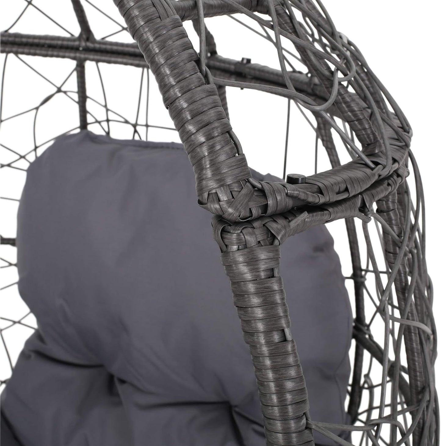 Valerie Outdoor Wicker Swing Chair with Cushion, Gray and Dark Gray