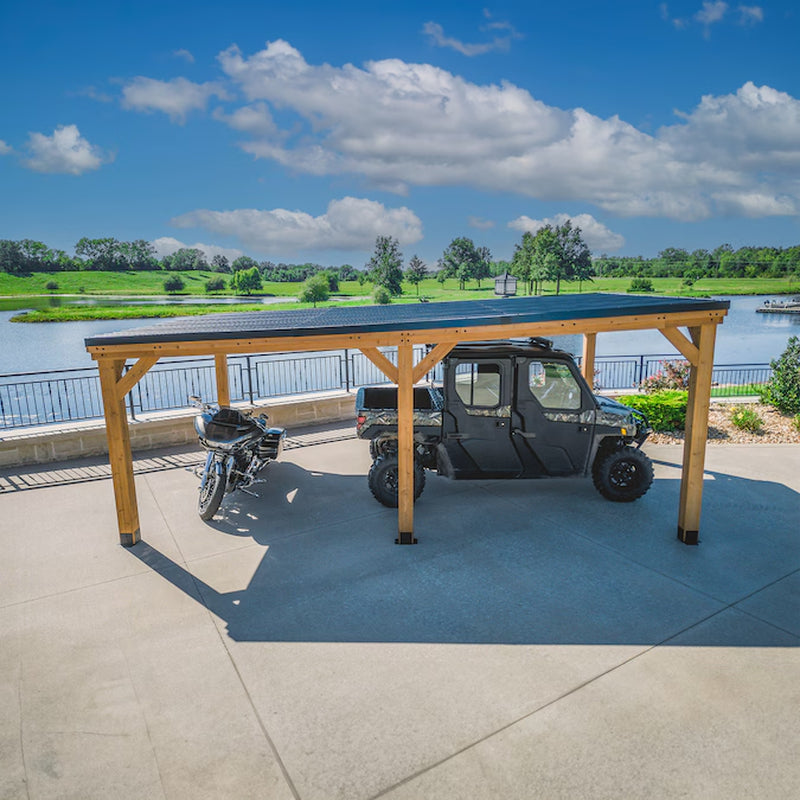 12-Ft X 20-Ft Brown Rectangle Gazebo with Hardtop Steel Roof