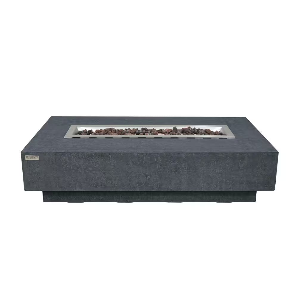 Hampton Outdoor Dark Grey Fire Pit 56 In. X 32 In. Rectangular Concrete Natural Gas Fire Table
