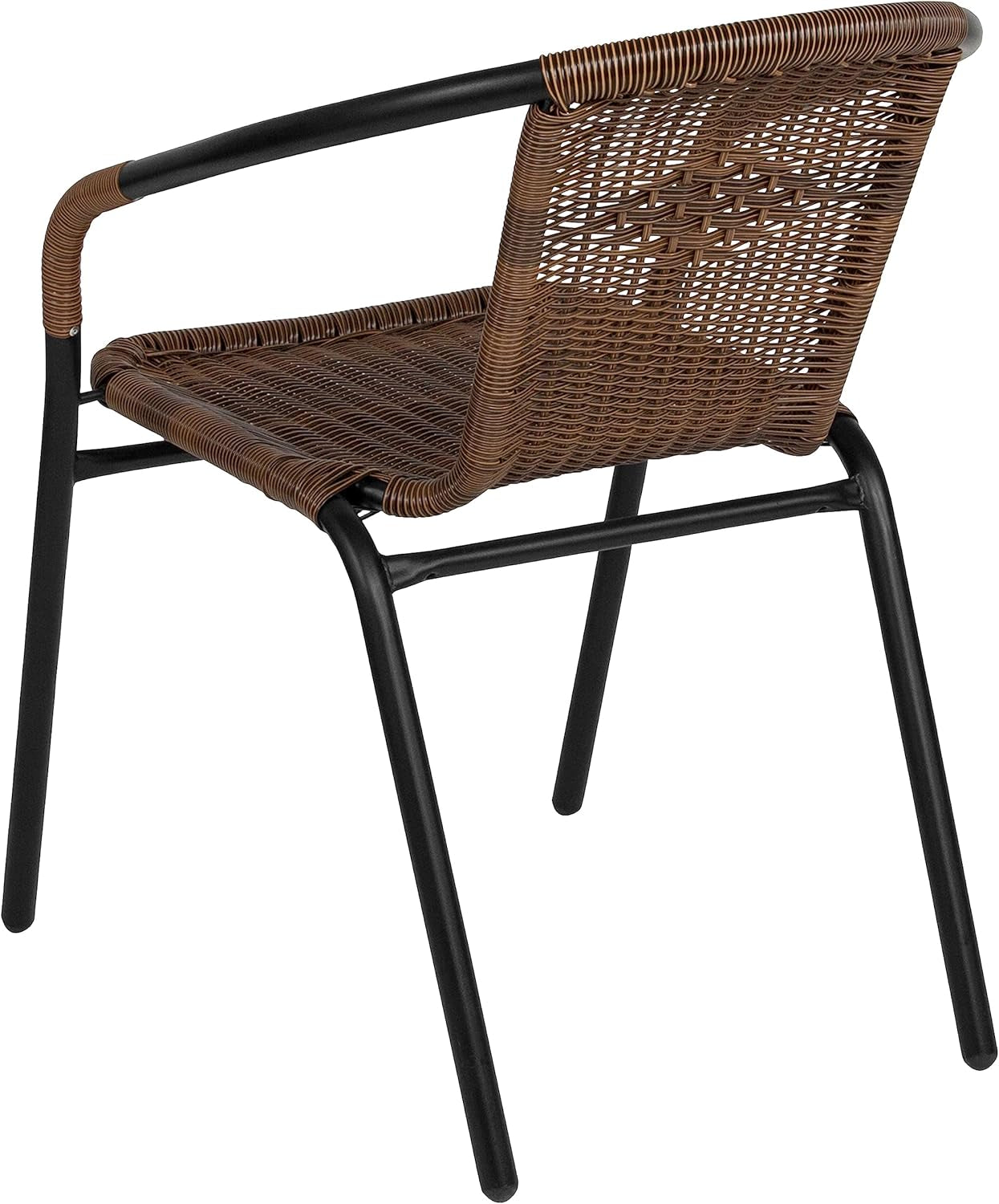 2 Pack Medium Brown Rattan Indoor-Outdoor Restaurant Stack Chair