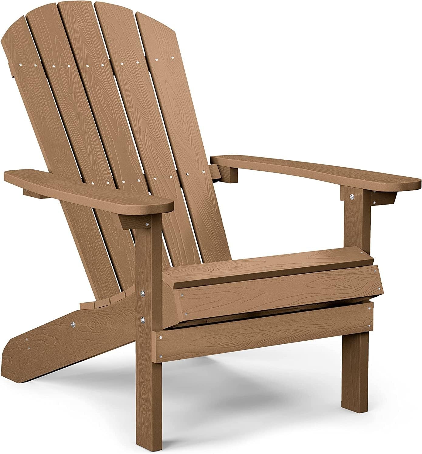 Adirondack Chair Weather Resistant: Outdoor Chair HIPS Plastic Adirondack Chairs - Patio Chairs with Wood Texture - Lawn Fire Pit Deck Porch Garden Chairs for Adults (Teak)