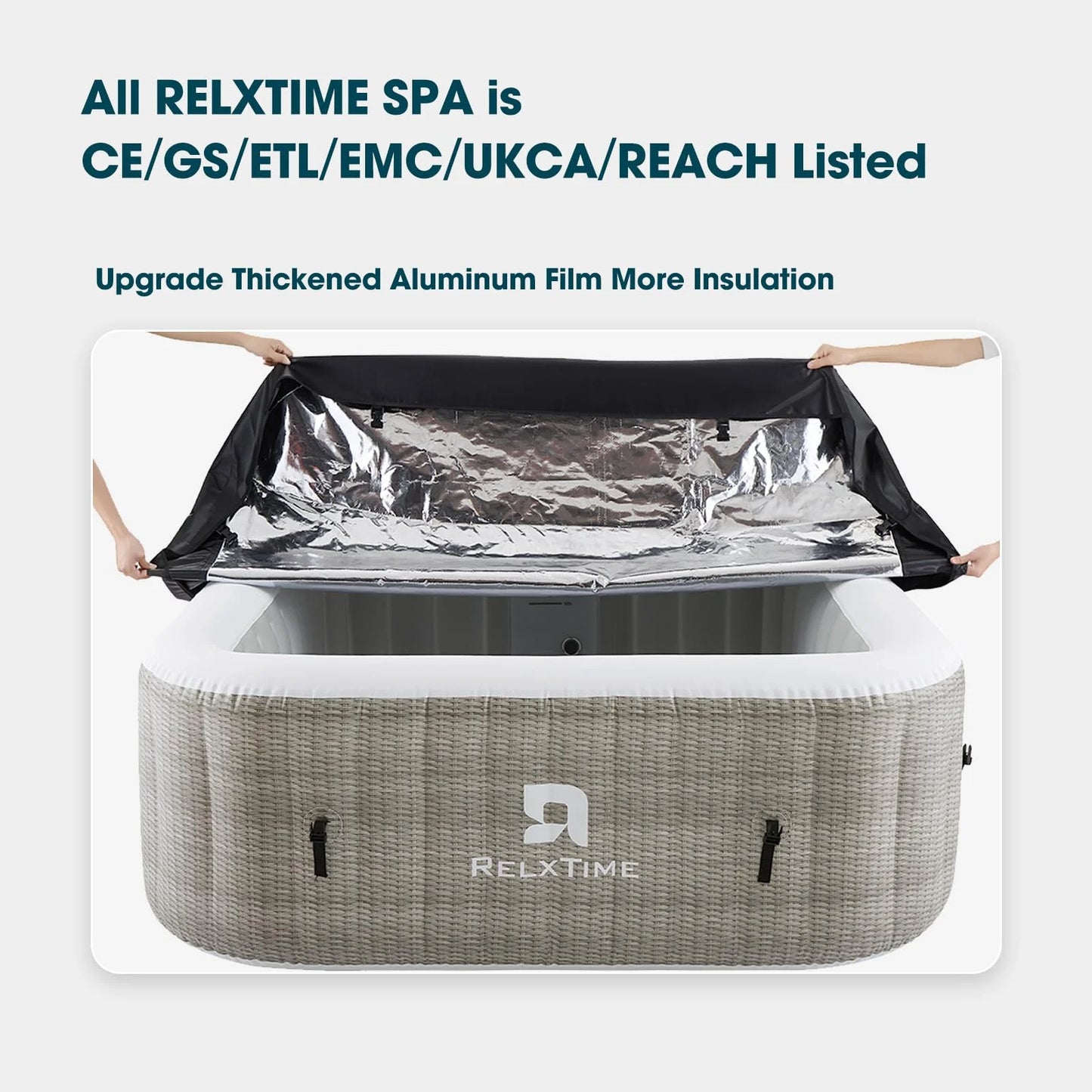 Inflatable Outdoor Hot Tub for 6 Person Square Spa with 120 Bubble Jets, Filter Cartridges