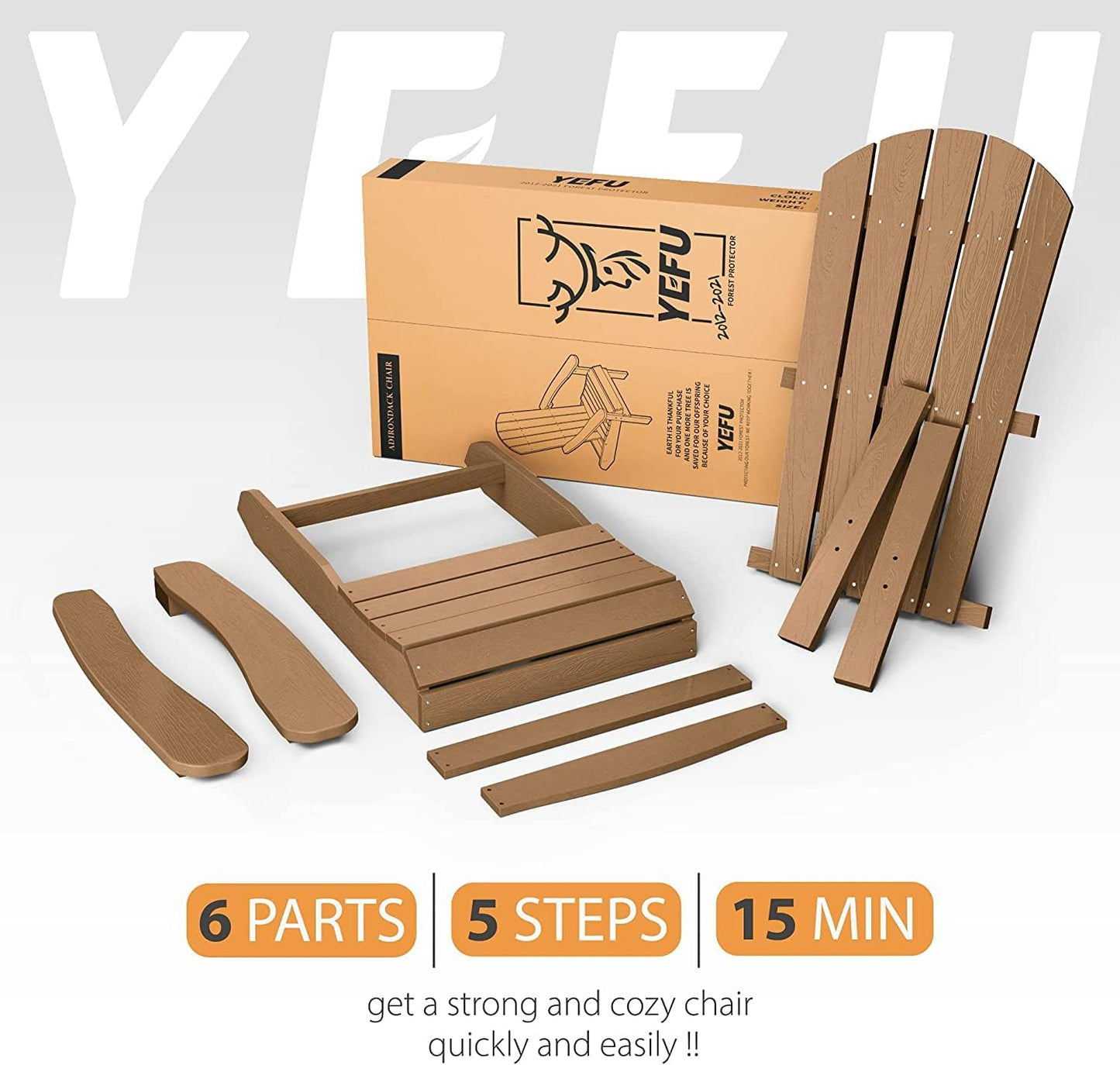 Adirondack Chair Weather Resistant: Outdoor Chair HIPS Plastic Adirondack Chairs - Patio Chairs with Wood Texture - Lawn Fire Pit Deck Porch Garden Chairs for Adults (Teak)