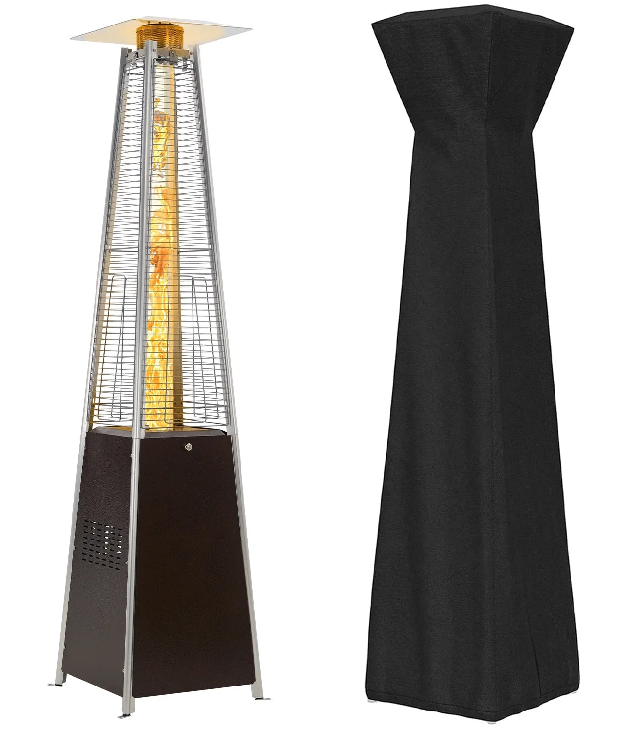 Patio Heater, 48,000 BTU Propane Pyramid Patio Heater with Wheels, Bronze