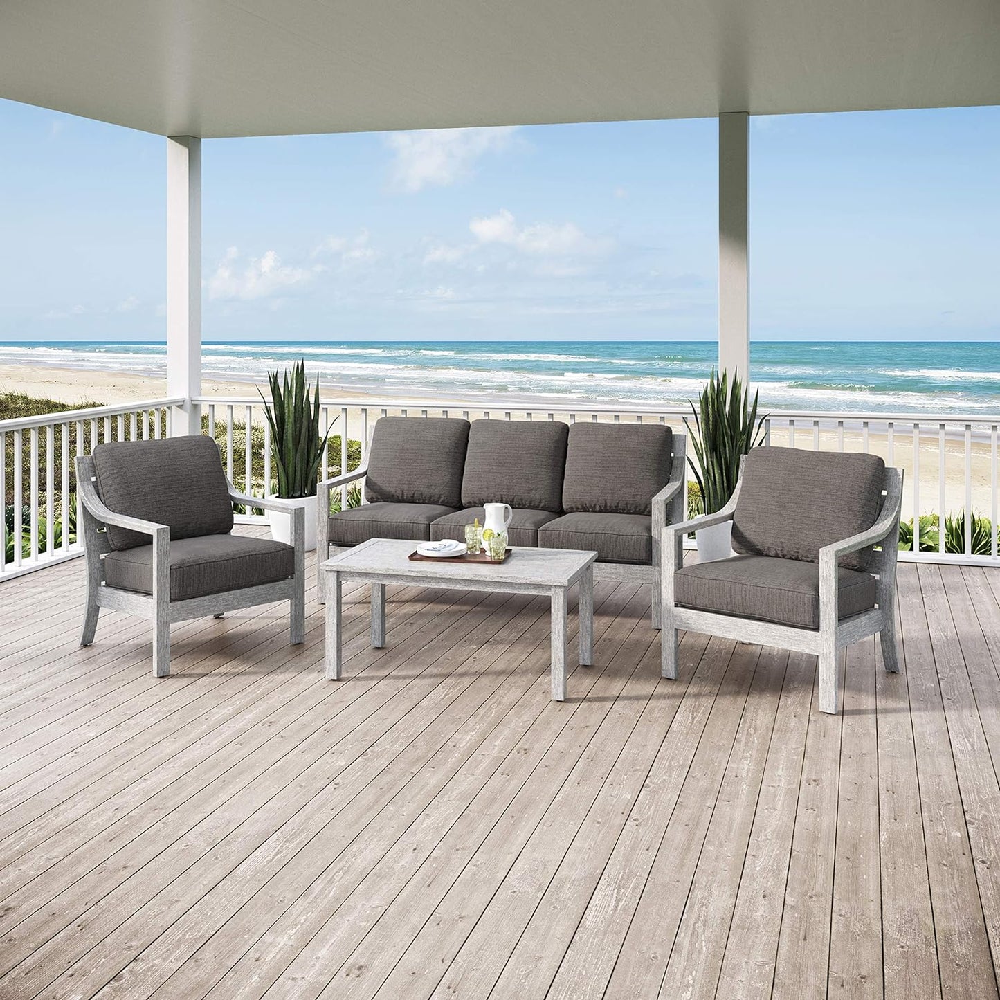 Patio Set - 4 Piece Patio Set - Outdoor Patio Set - Bora Bora Collection - Conversation Set Patio Furniture - Sofa Seating Set with Conversation Table