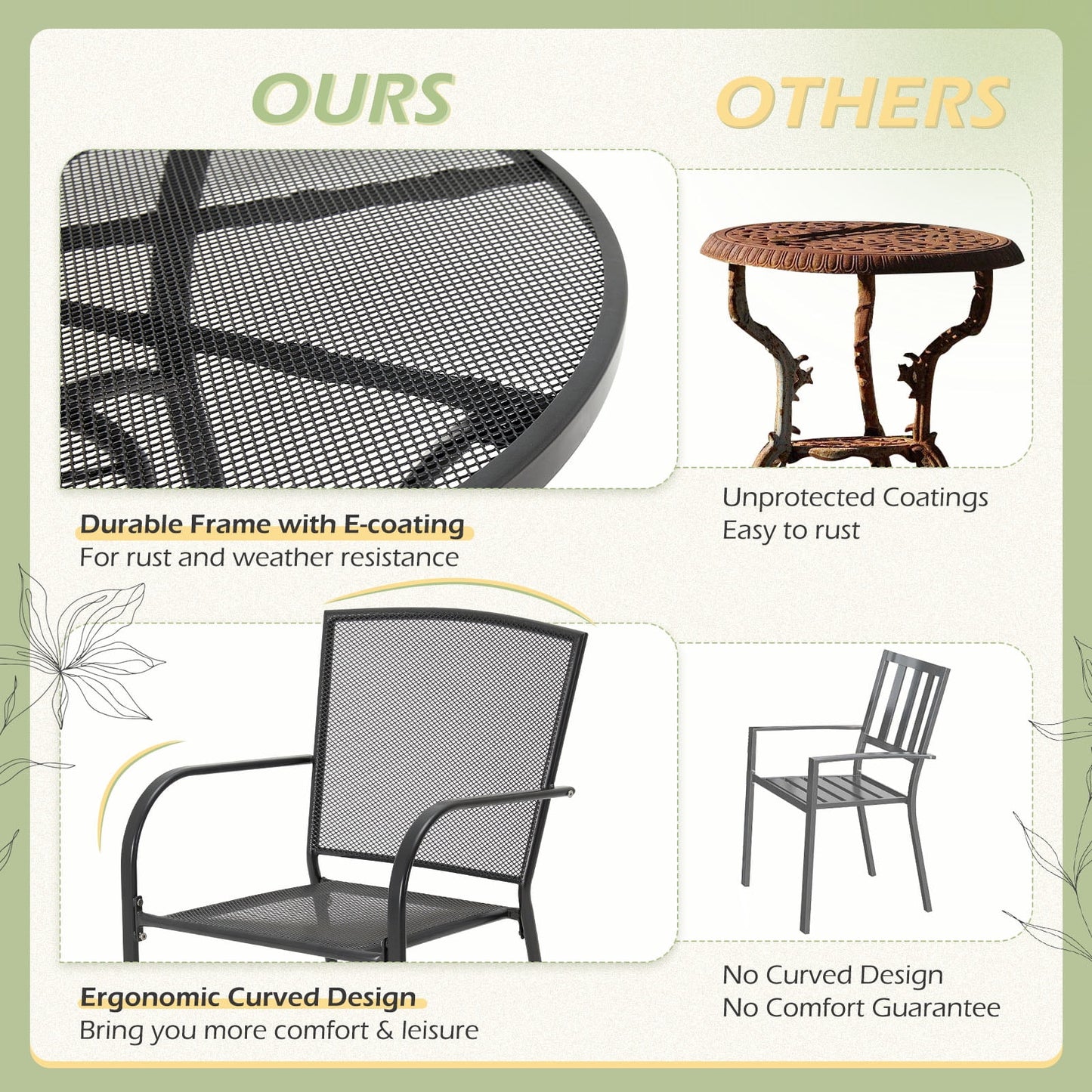 5-Piece Patio Metal Dining Set with round Table Dark Gray 4-Persons