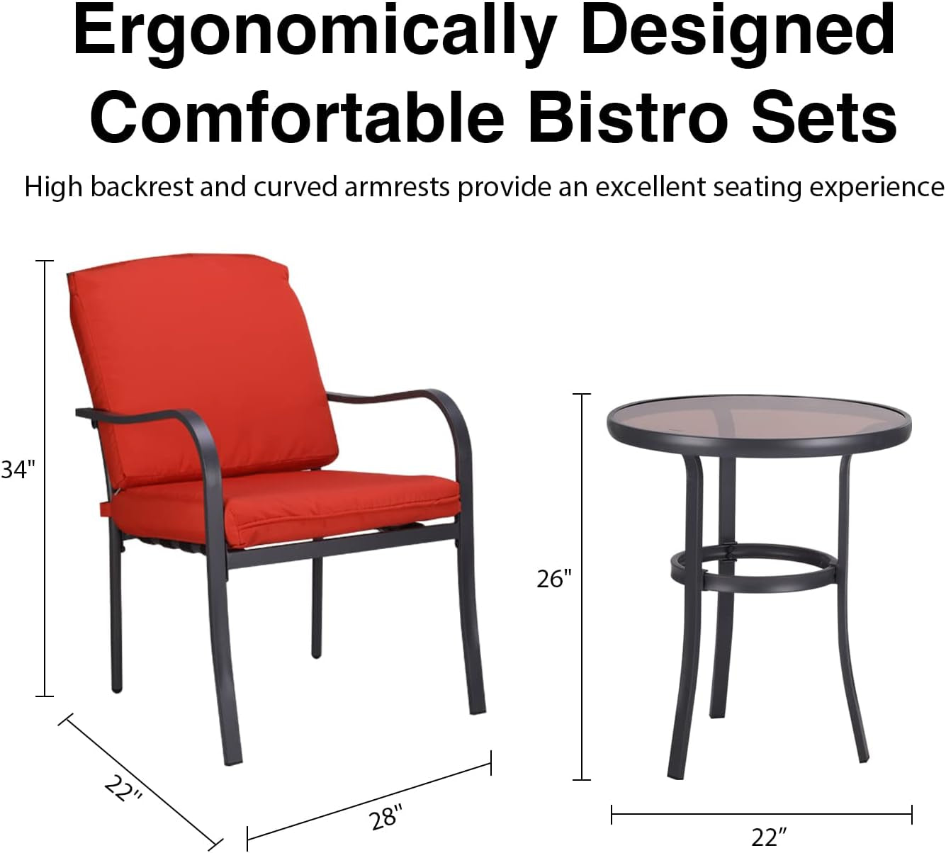 3 Pieces Outdoor Furniture,Patio Table and Chairs, Dinning Table and Chais, Patio Conversation Set, Porch Patio Set, Furniture Patio All-Weather Outdoor Patio Furniture