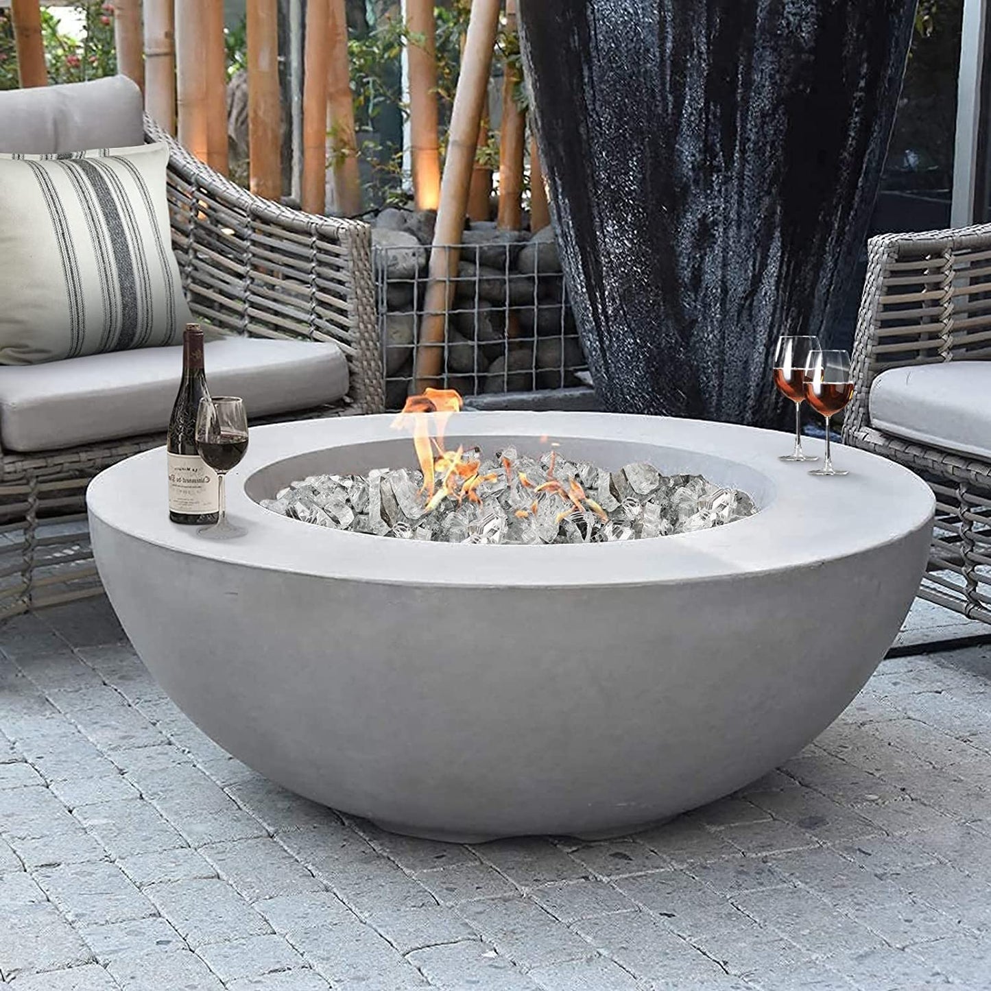 Fire Pit Glass for Fire Pit, 1/2 Inch Clear Reflective Tempered Fire Glass for Propane Fire Pit, Fire Pit Glass Rocks Safe for Outdoors and Indoors Gas Fire Pit Table, 10 Lbs