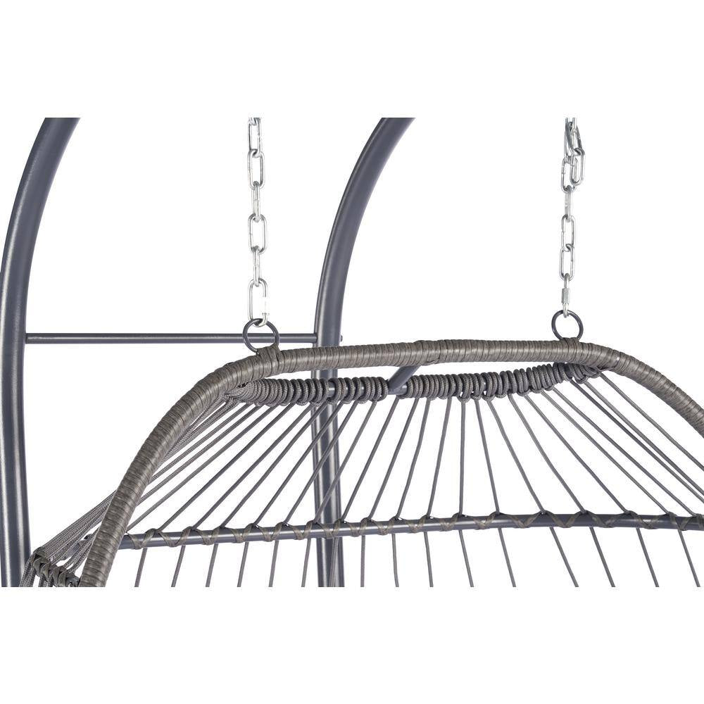 Patio 60.1 In. W 2-Person Wicker Patio Swing Hanging Chair Egg Chair with Cushions