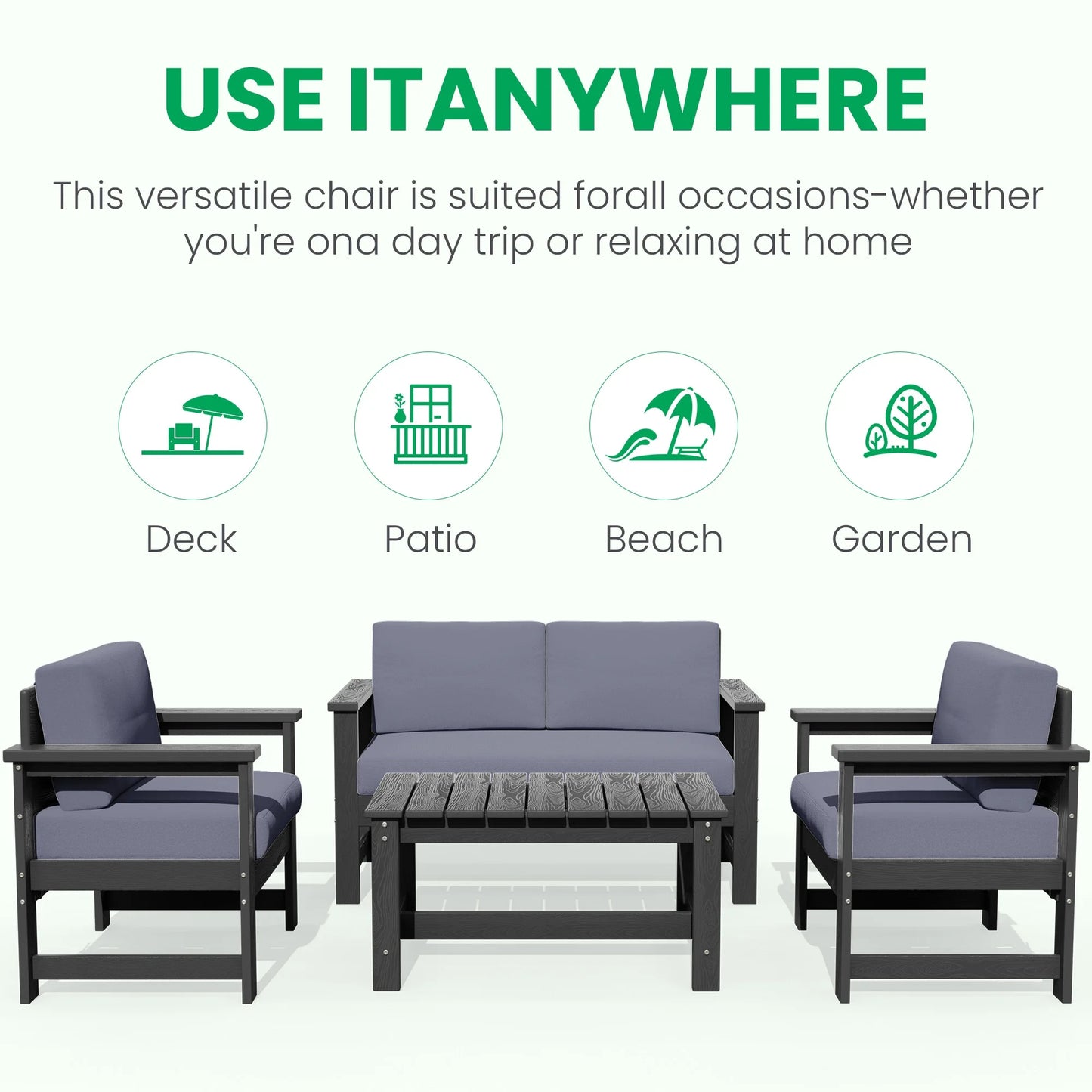 Patio Furniture Sets on Sale, 1 Pieces Patio Loveseat W/ Cushions, Gray
