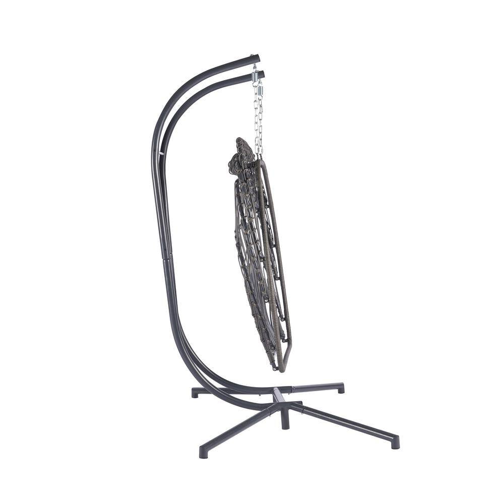 Patio 60.1 In. W 2-Person Wicker Patio Swing Hanging Chair Egg Chair with Cushions