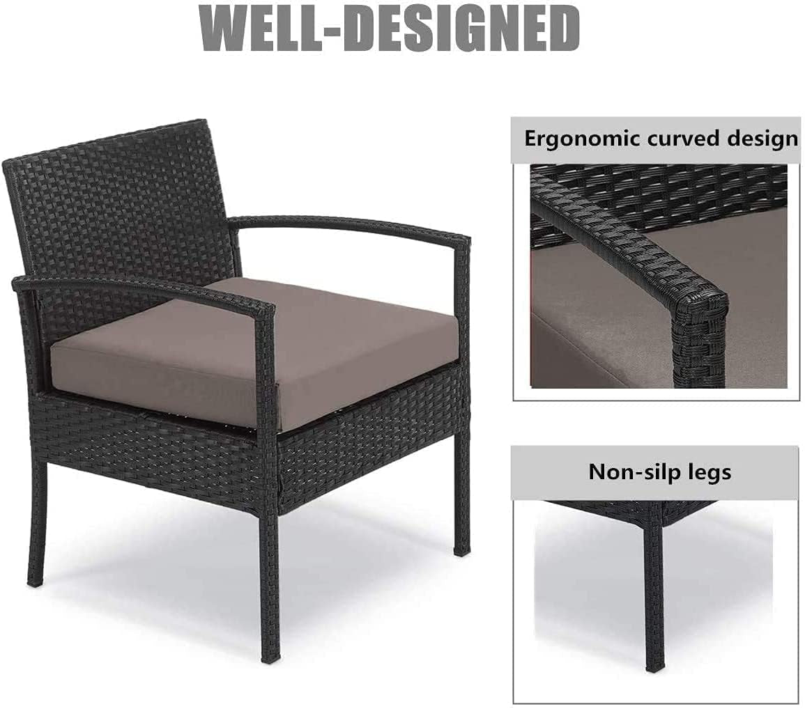 3 Pieces Patio Furniture Set, Outdoor Furniture Set, Patio Bistro Set Outdoor, Patio Conversation Set, Patio Set, Patio Table and Chairs, Patio Chairs with Coffee Table for Yard & Bistro, Brown