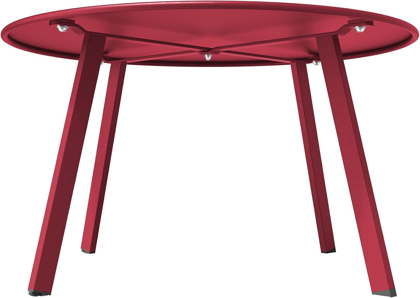 28-Inch round Side Table, Modern Steel Outdoor End Side Table for Patio Apartment Bedroom Living Room Balcony, Red