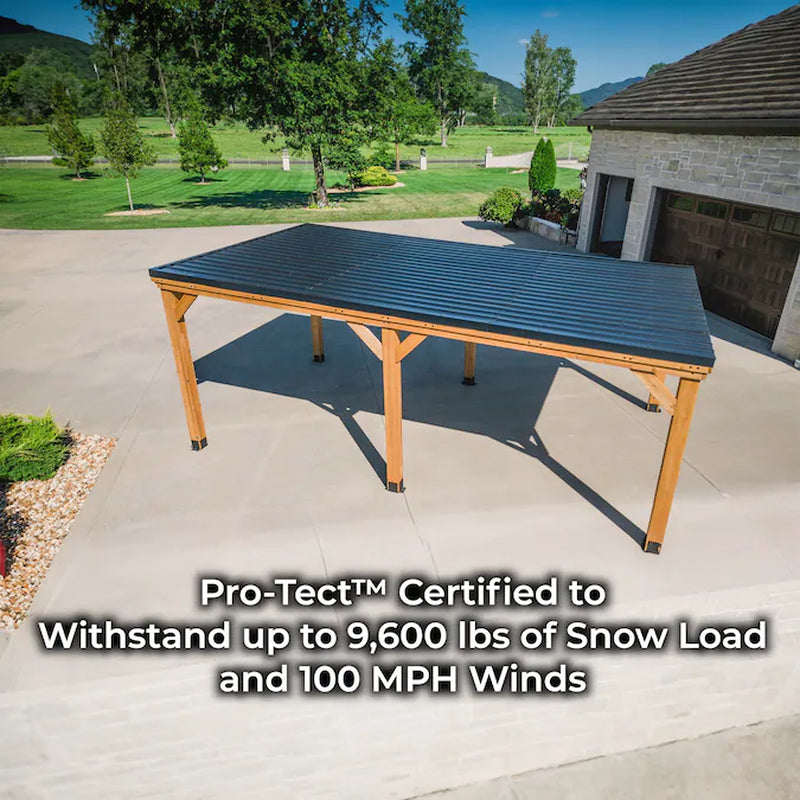 12-Ft X 20-Ft Brown Rectangle Gazebo with Hardtop Steel Roof
