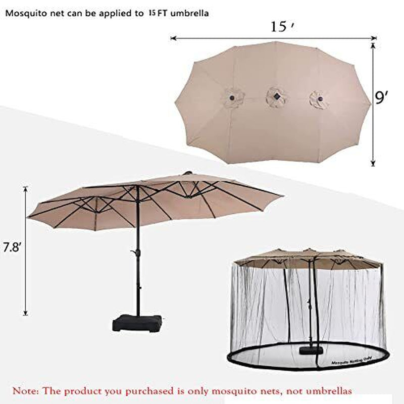 15FT Mosquito Netting for Patio Umbrella Double Sided Patio Umbrella 15Ft Black