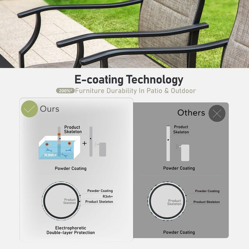 LISMORE 7 -Piece Black Patio Dining Set Steel Rectangle Table with 6 Gray Swivel Chairs