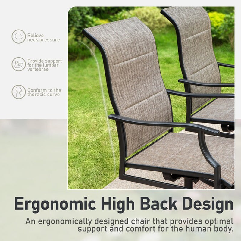LISMORE 7 -Piece Black Patio Dining Set Steel Rectangle Table with 6 Gray Swivel Chairs