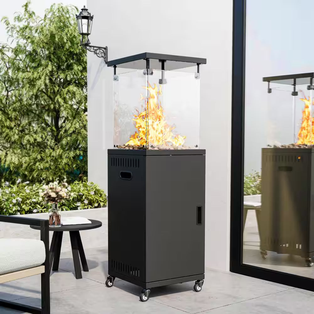 50000-BTU Black Steel Floorstanding Propane Patio Heater with Wheels