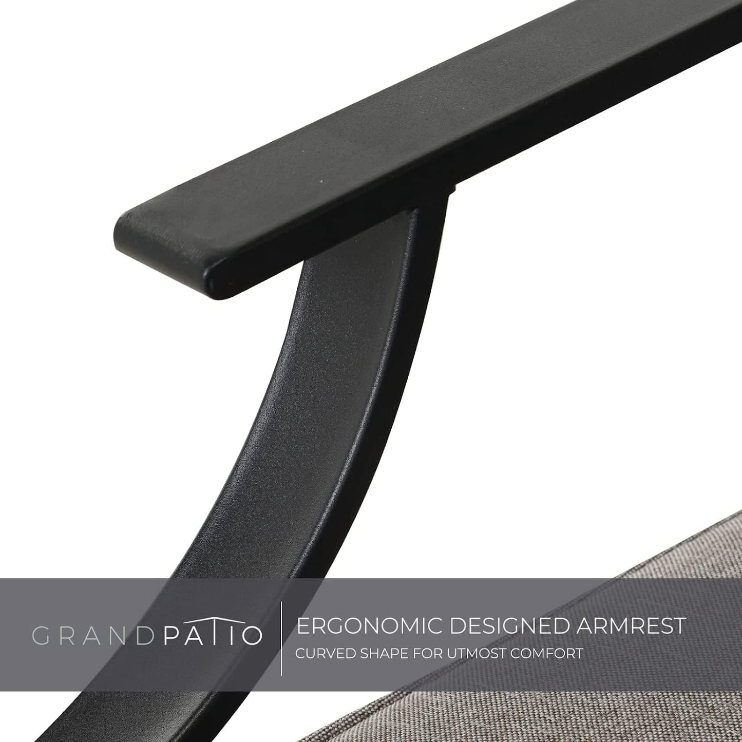 2-Piece Patio Furniture Sets Patio Chair Motion Chairs Set Chat Set with Grey Cushions, Shake of 5-10°, Matched with Different Types of Tables