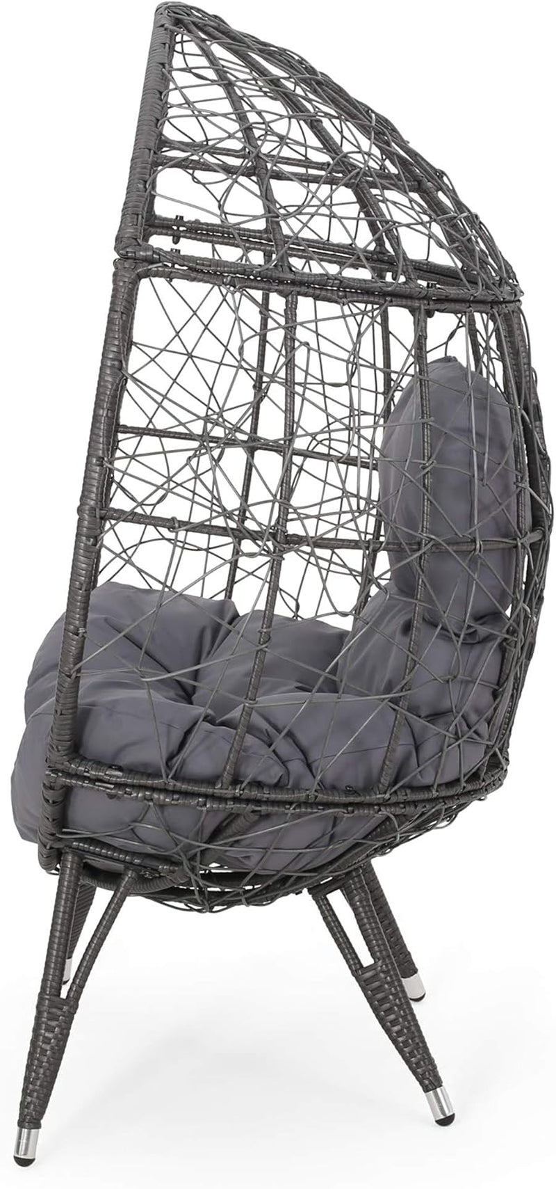 Valerie Outdoor Wicker Swing Chair with Cushion, Gray and Dark Gray