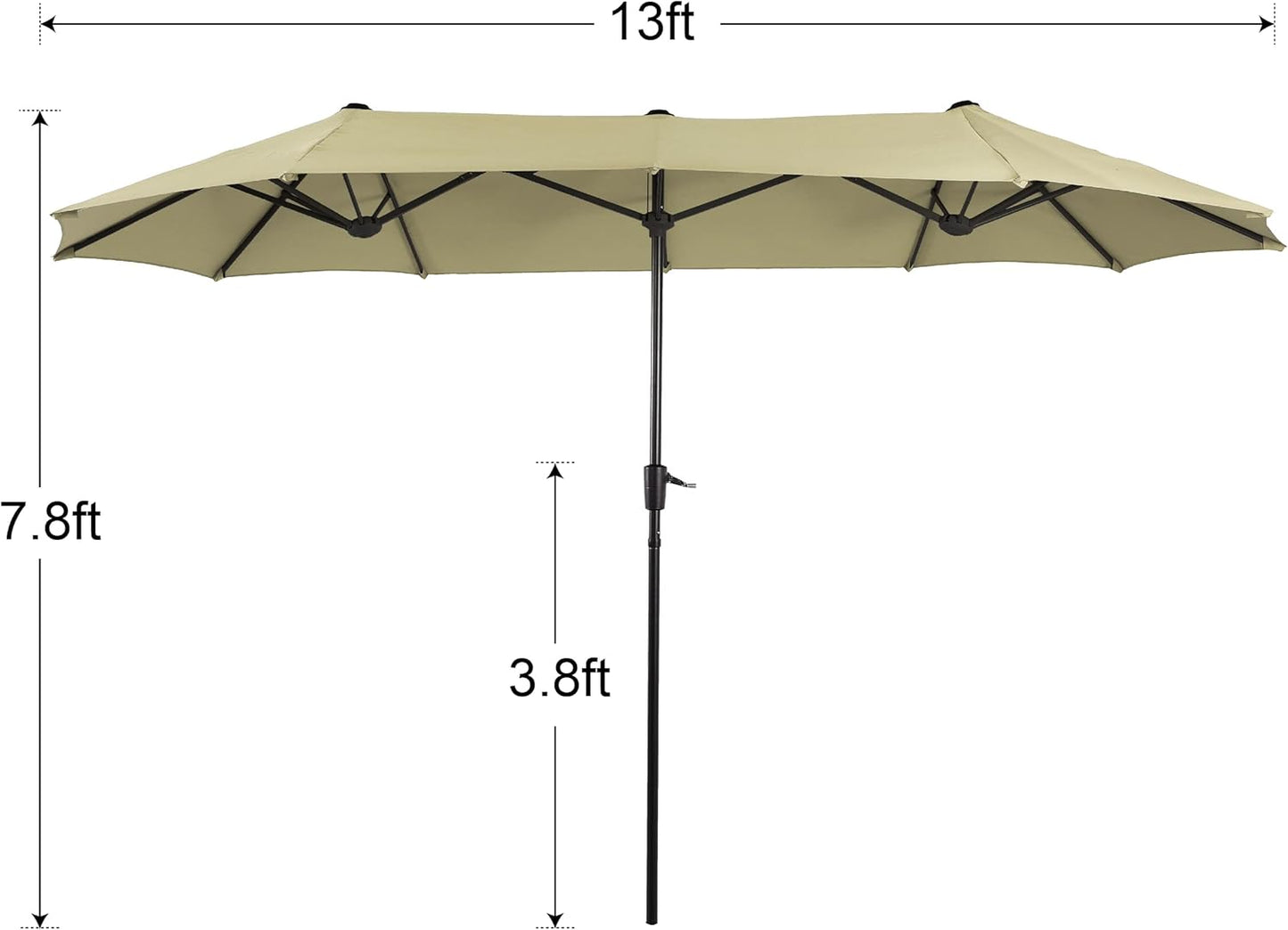 7 Pcs Patio Dining Set with Umbrella(Beige),6 Swivel Dining Chair & 1 Rectangular Woode-Like Top Table Set for 6 Person with 13Ft Outdoor Market Umbrella(No Base)