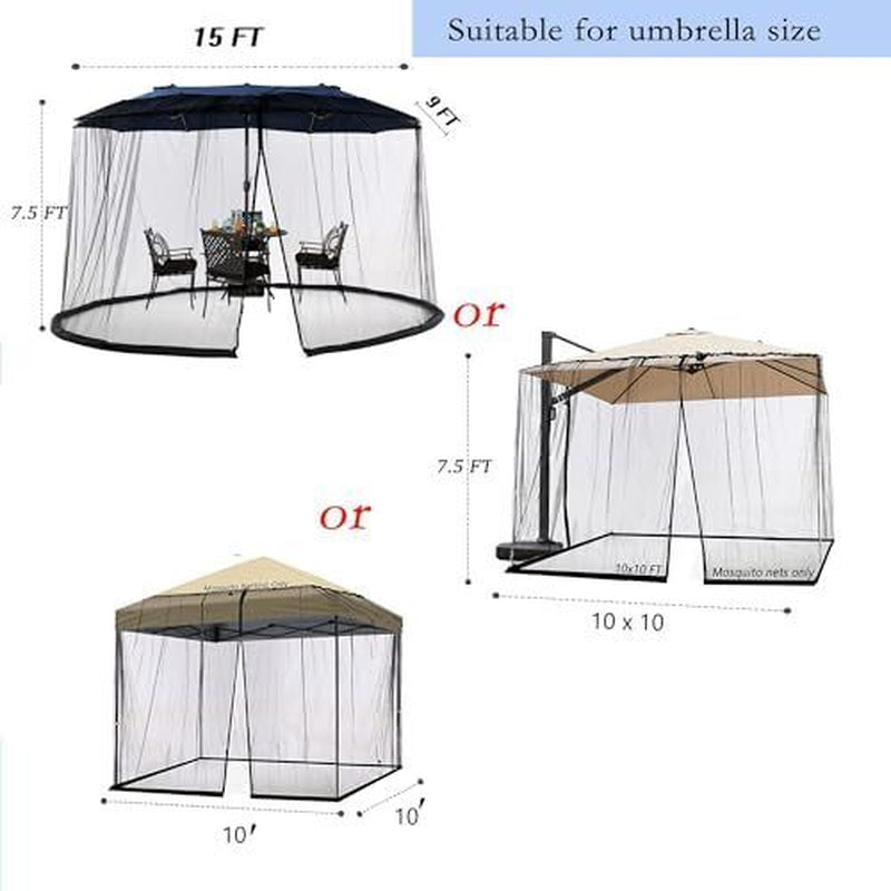 15FT Mosquito Netting for Patio Umbrella Double Sided Patio Umbrella 15Ft Black