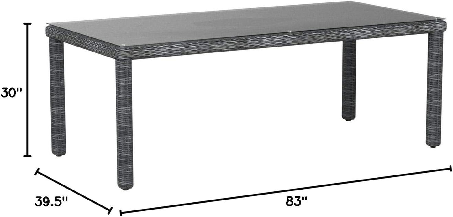 Summon Wicker Rattan Outdoor Patio 83" Rectangle Dining Table in Gray