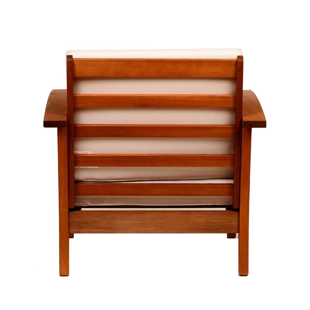 4-Piece Solid Wood Outdoor Conversation Set, Natural/Off-White