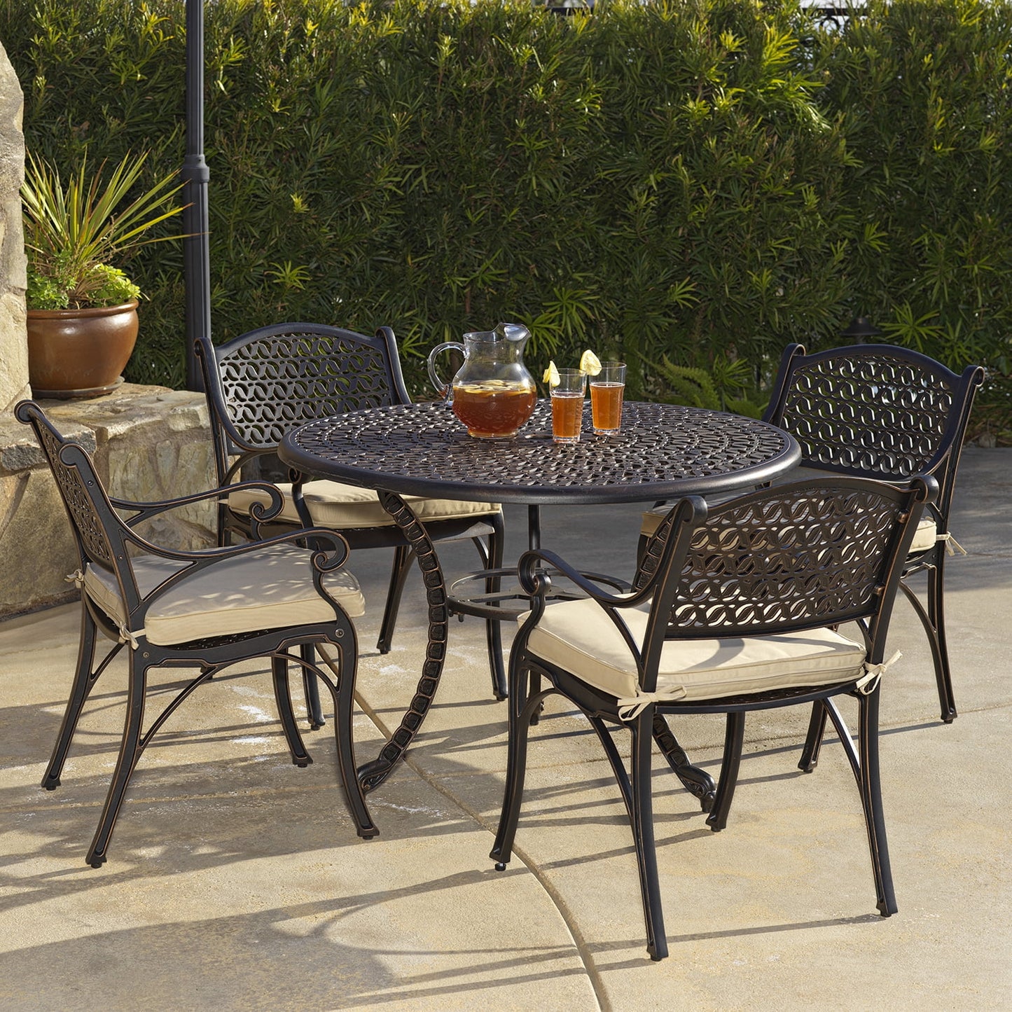 5-Piece Cast Aluminum Patio Set, Metal Patio Dining Set, Patio Furniture Sets, Outdoor Furniture, Outdoor Table and Chairs with Cushions