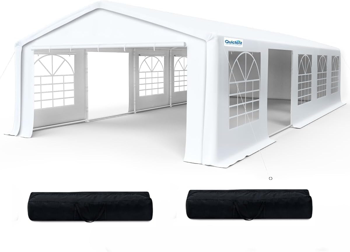 16X32 Party Tent Heavy Duty Large Outdoor Gazebo White Canopy Commercial Shelter Wedding Events Tent (White)
