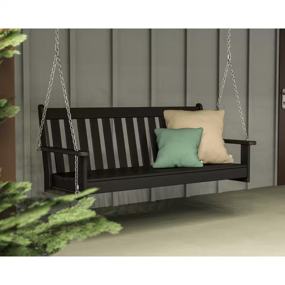 Vineyard 60 In. Black Plastic Outdoor Porch Swing