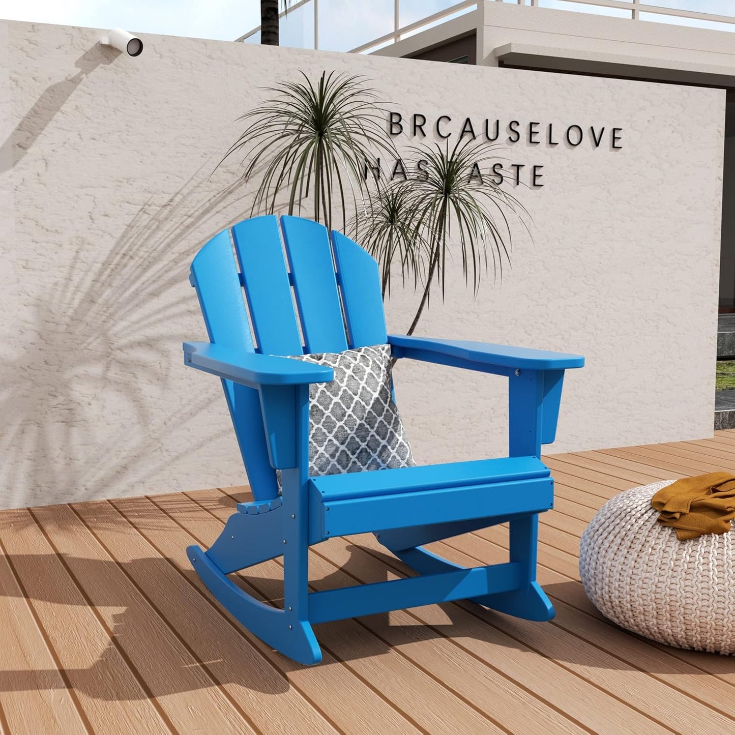 WO Home Furniture Patio Rocking Chair Classic Outdoor HDPE UV Weather Resistant (Pacific Blue)