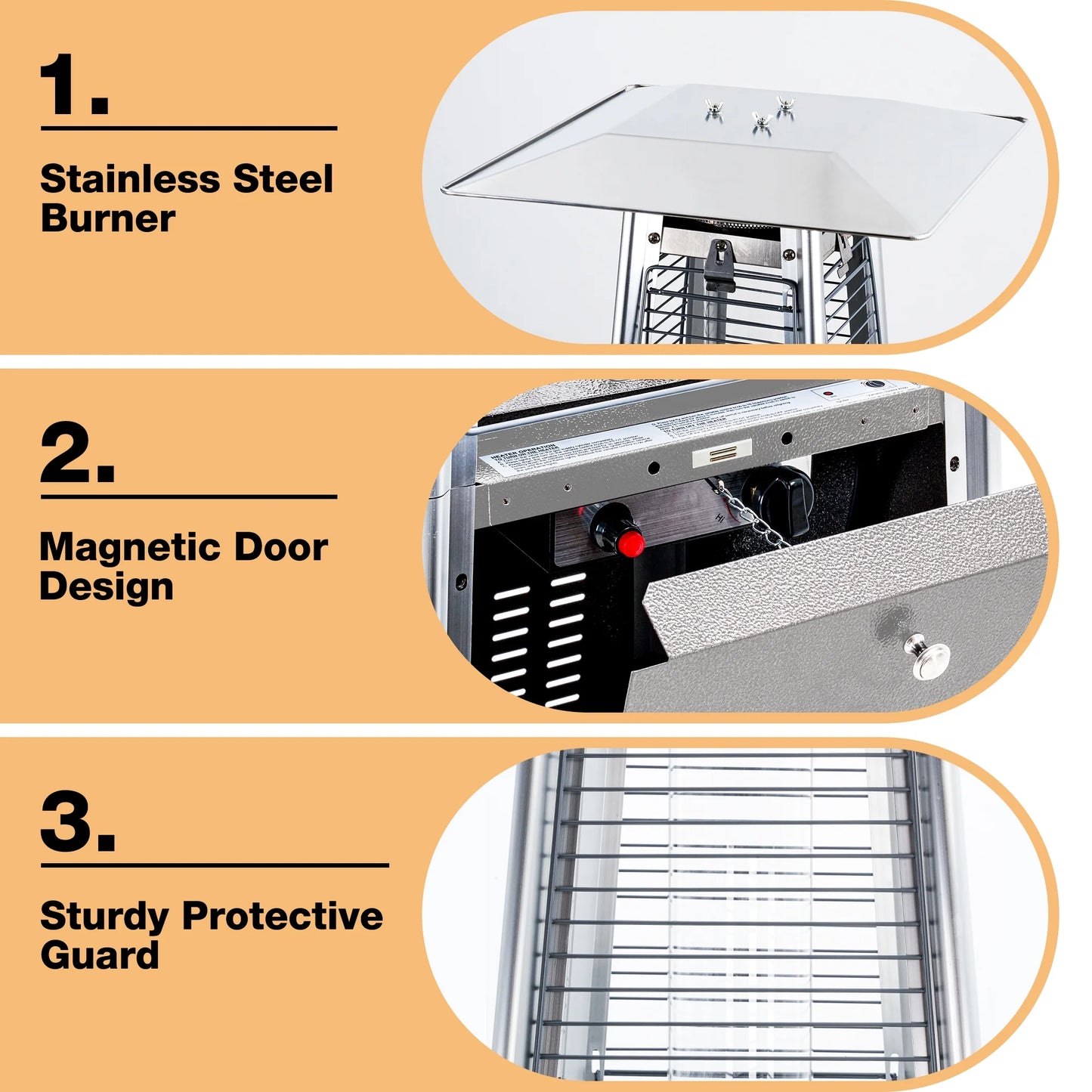 Pyramid Patio Heater, 48,000 BTU Outdoor Propane Patio Heater, Silver