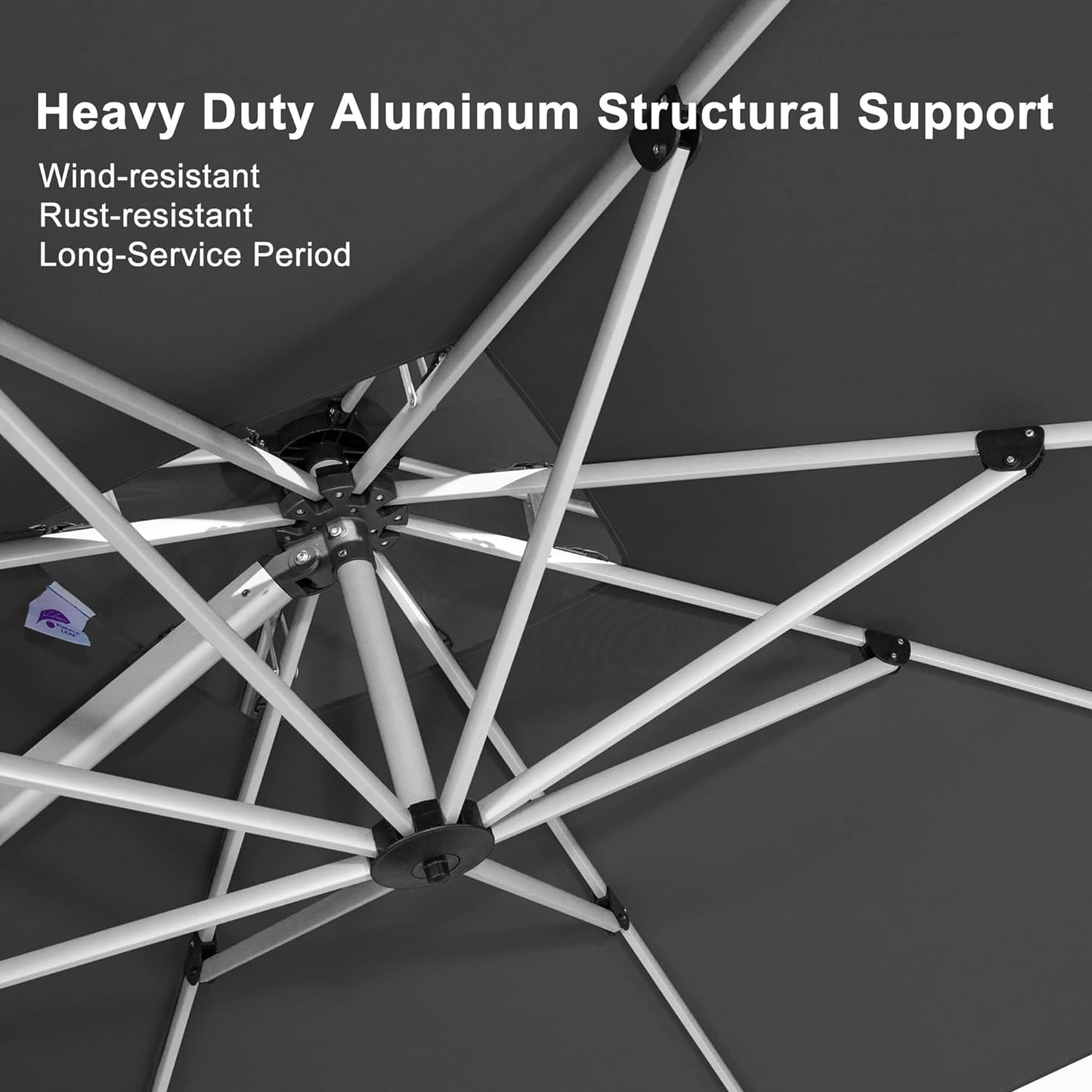 10 Feet Patio Umbrella - Large round Cantilever Umbrella, Windproof, Heavy Duty for Garden, Deck, Pool & Patio, Grey