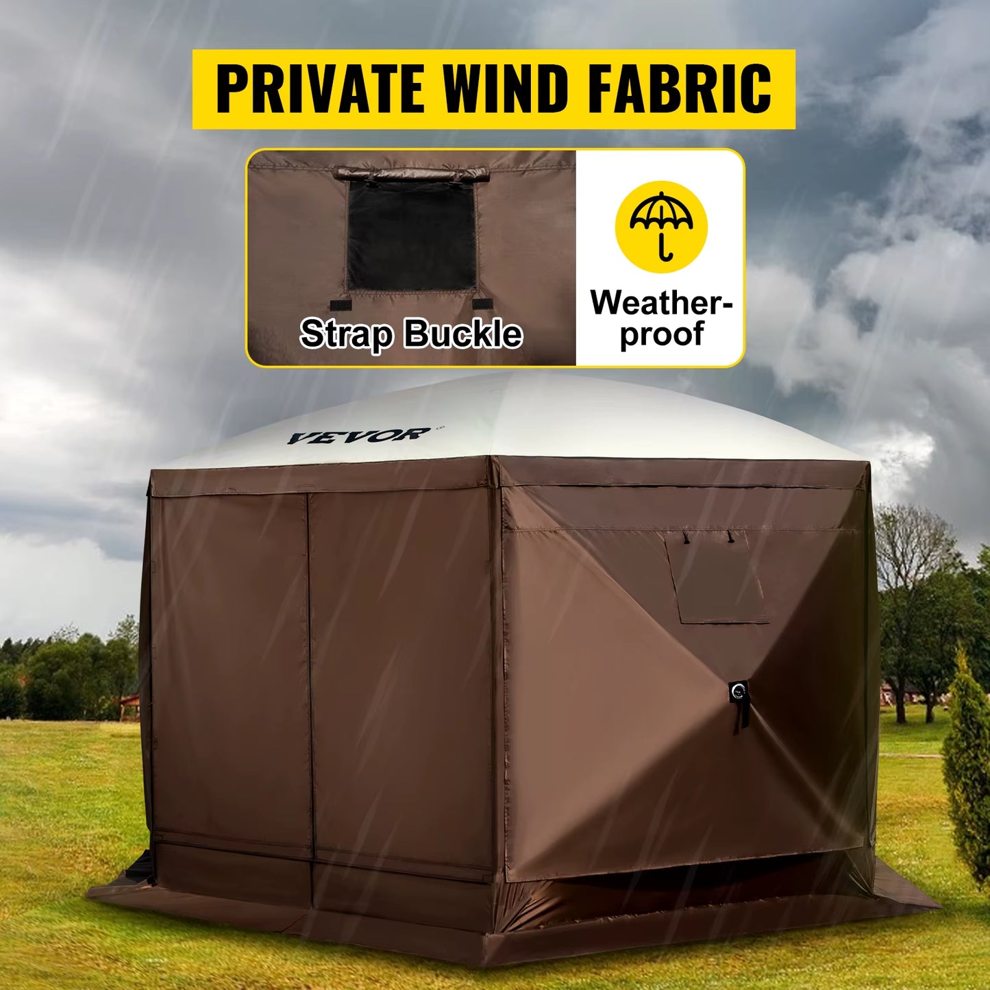 VEVOR Pop-Up Camping Gazebo Camping Canopy Shelter 6 Sided 12' X 12' / 10' X 10' Sun Shade Tents & Canopies Camping & Hiking