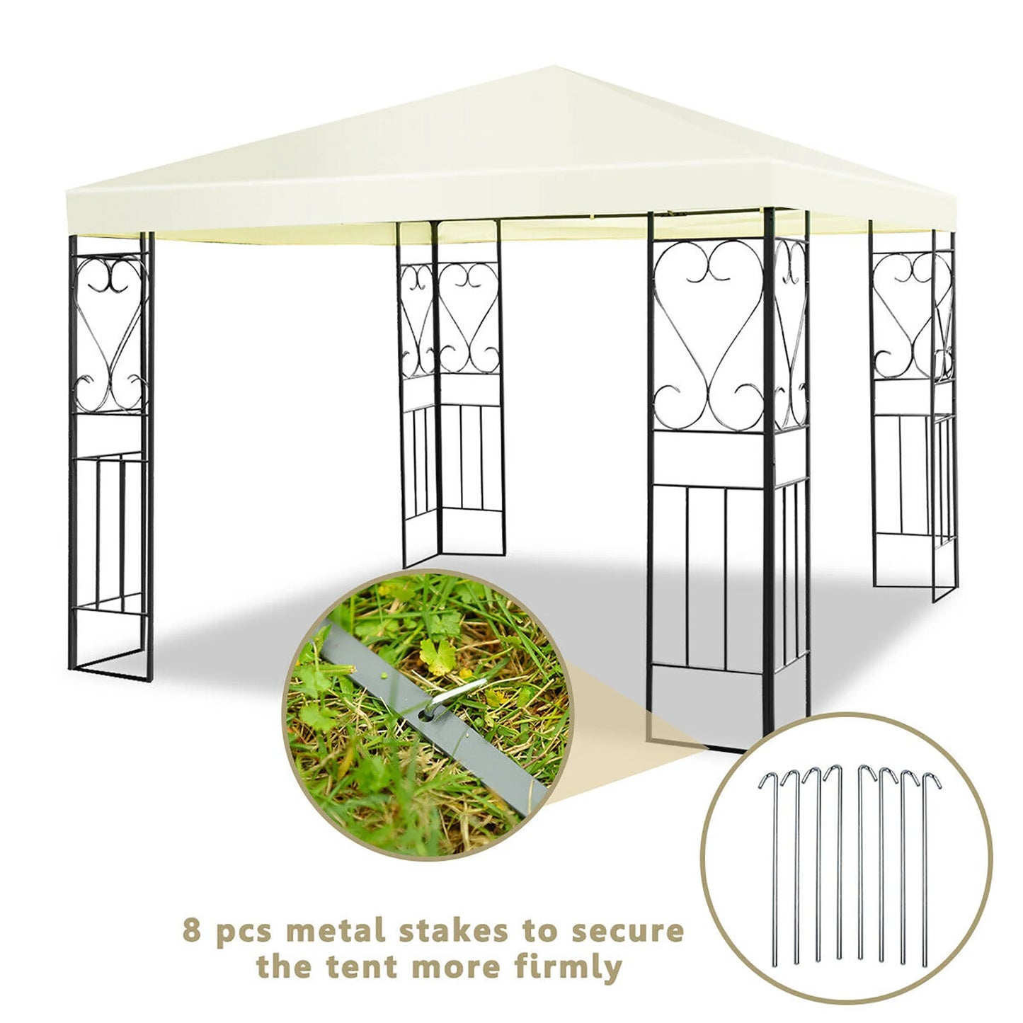 10'X10' Patio Gazebo Canopy Tent Steel Frame Shelter Patio Party Awning