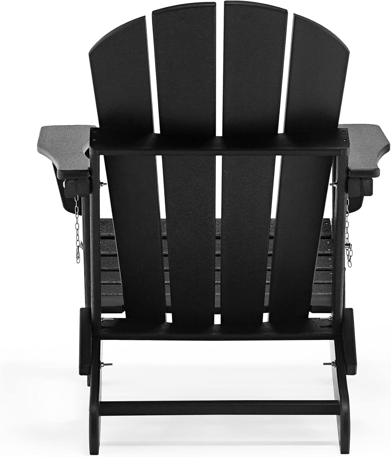 WO Home Furniture Adirondack Chairs Table Set of 3 PCS Outdoor Folding Chairs Side End Table Weather/Uv Resistant for Lawn, Garden, Bon Fire, Balcony (Black)