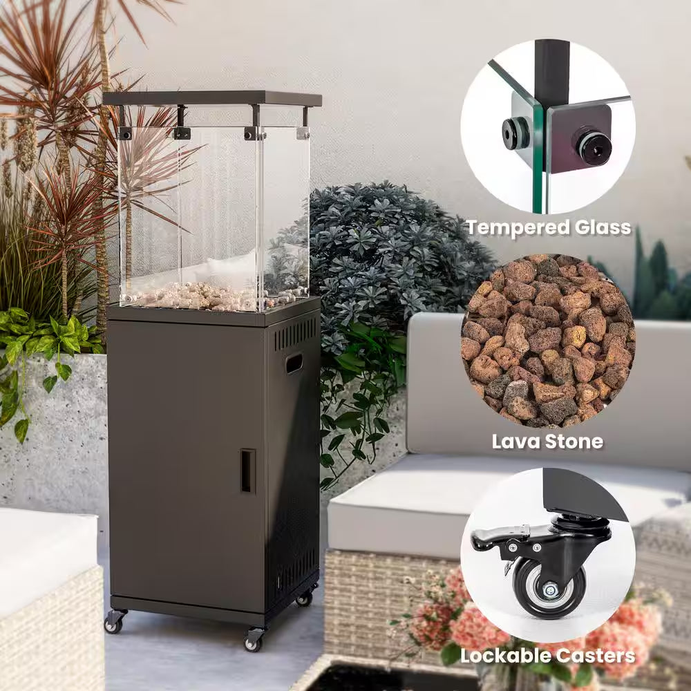 50000-BTU Black Steel Floorstanding Propane Patio Heater with Wheels
