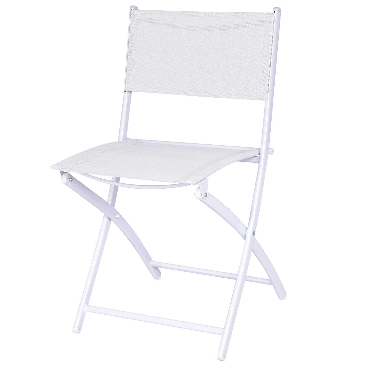 3 PCS Folding Bistro Table Chairs Set Garden Backyard Patio Furniture White