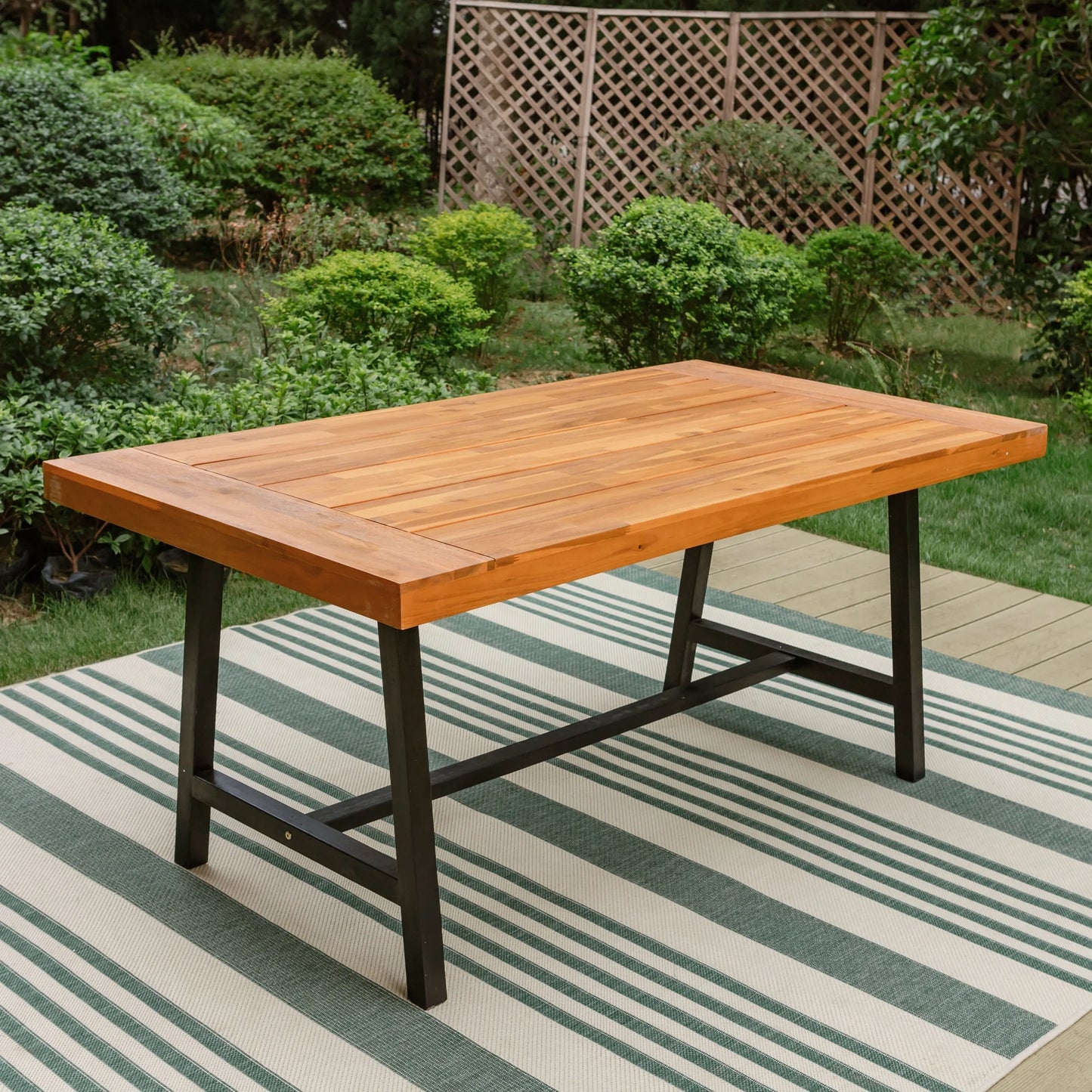 Set of 3 Patio Wood Garden Bench Set Outdoor Dining Set with 1 Acacia Table and 2 Pieces Bench Chairs Suitable for 4 People
