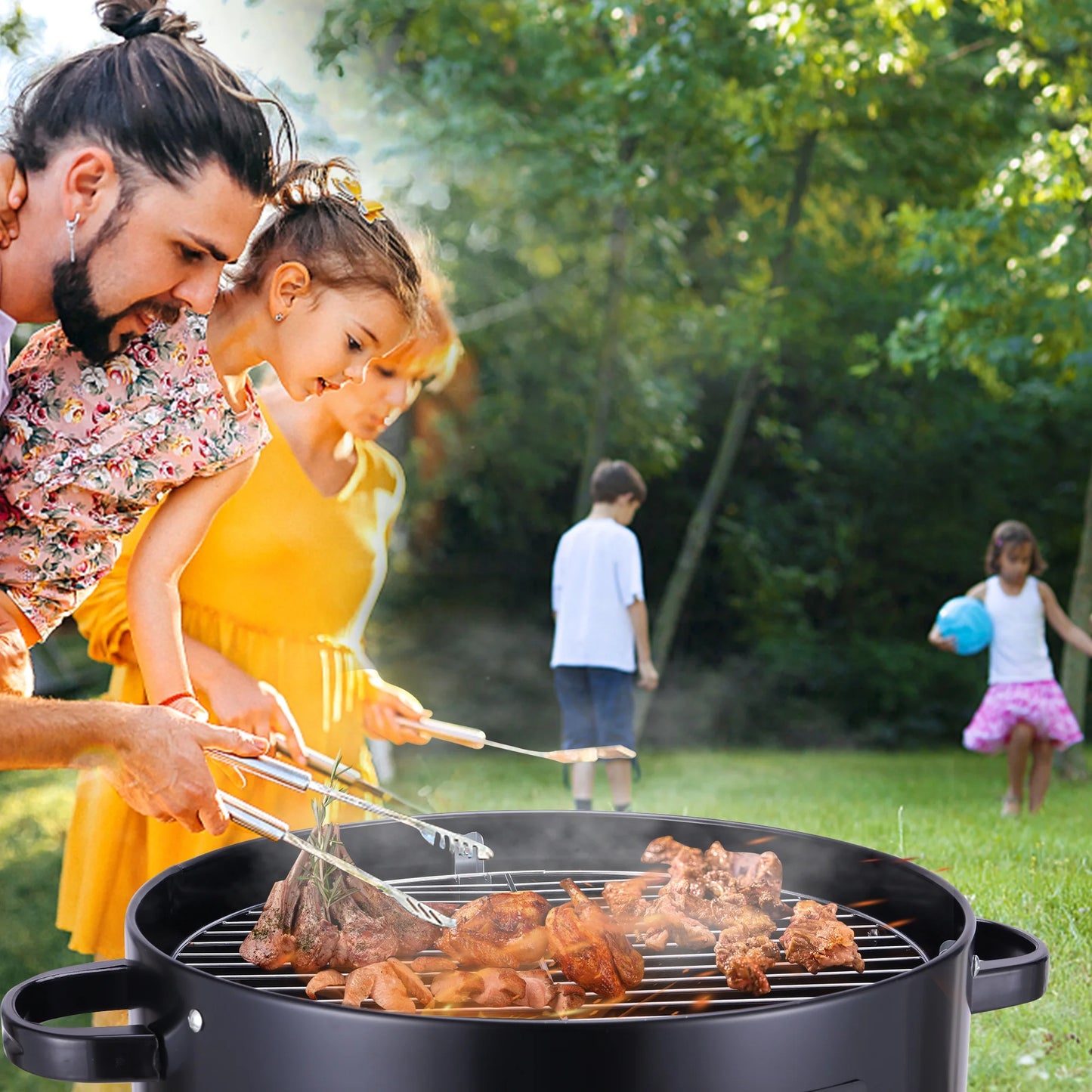 Portable Charcoal Grill, Small Folding Outdoor Grill, Mini Black Barbecue Grill