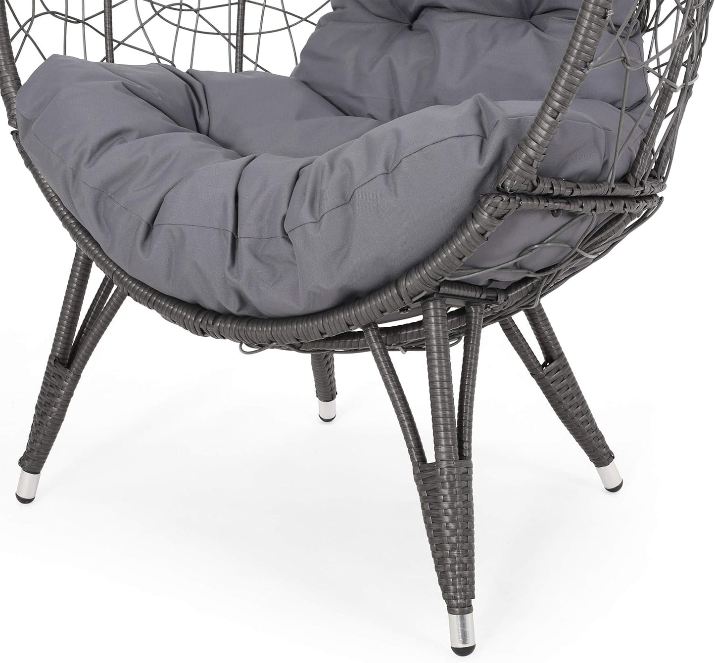 Valerie Outdoor Wicker Swing Chair with Cushion, Gray and Dark Gray