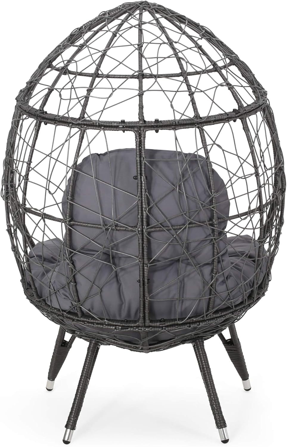 Valerie Outdoor Wicker Swing Chair with Cushion, Gray and Dark Gray