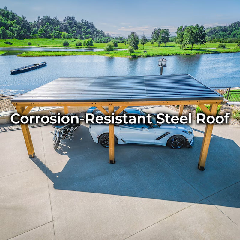 12-Ft X 20-Ft Brown Rectangle Gazebo with Hardtop Steel Roof